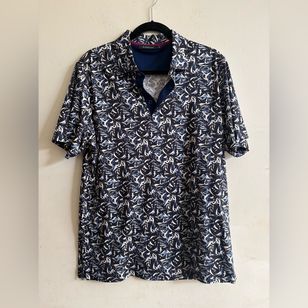 BUGATCHI Orson Floral Short-Sleeve Shirt
size M golf casual